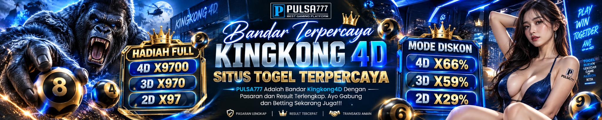 Bandar Togel Kingkong4D Terpercaya Pulsa777